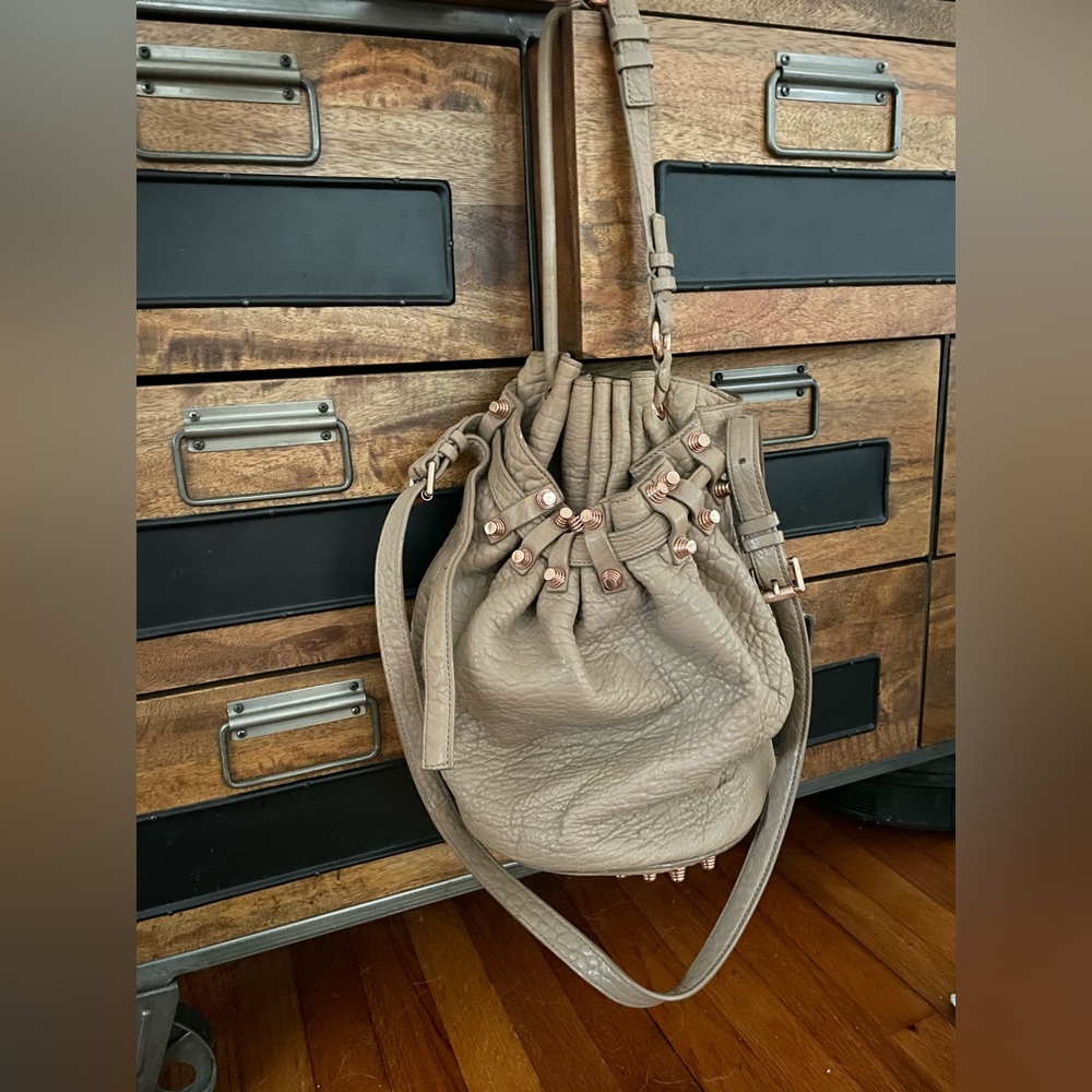 **SOLD** Alexander Wang Diego Rockie cafe beige rose gold studded bag tote